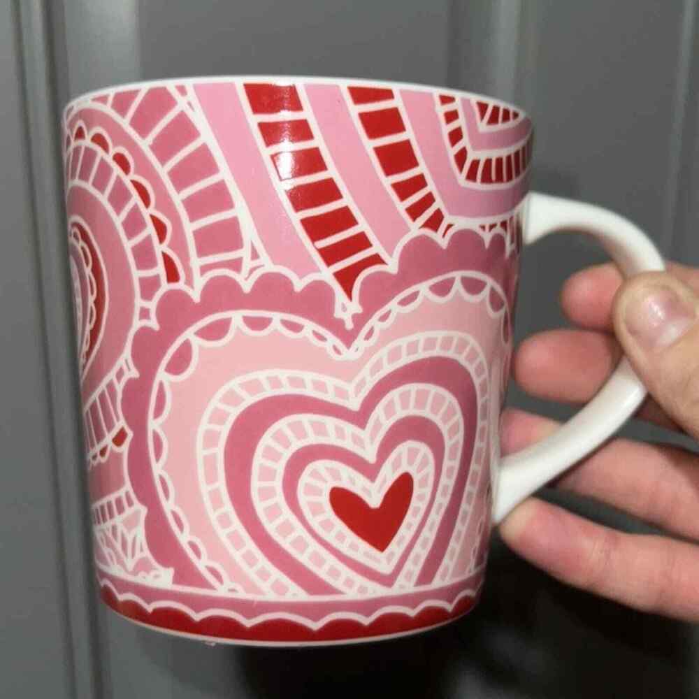 Starbucks 2005 Valentines Day Pink and Red Lace Hearts Collector’s Mug